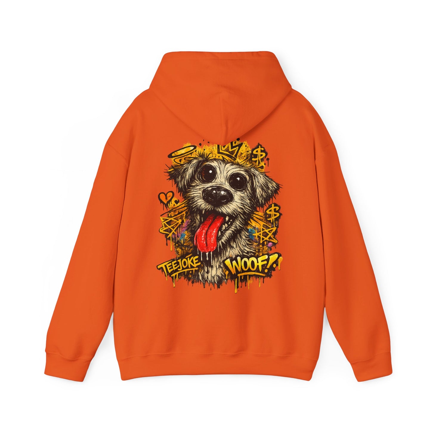 TeeJoke Sweatshirt “Graffiti Dog – Woof!” – Street Art Hoodie 