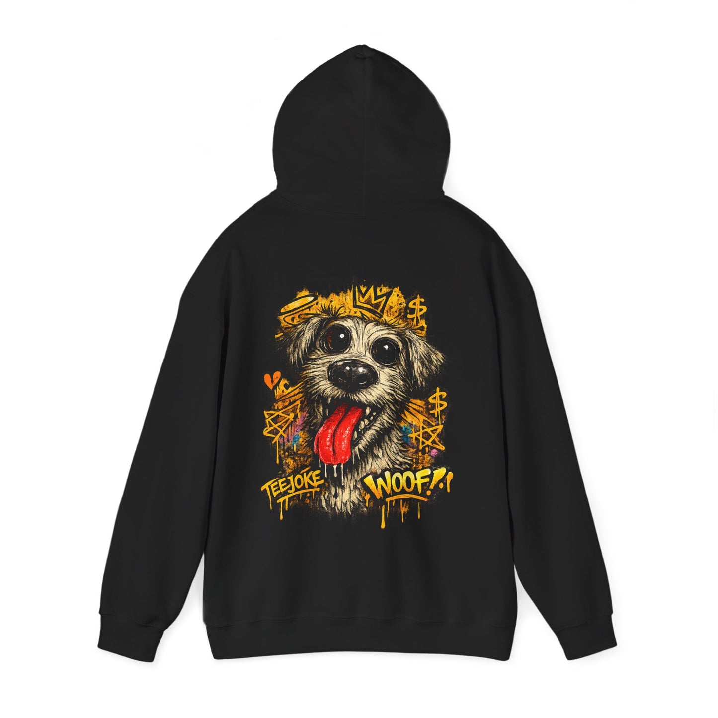 TeeJoke Sweatshirt “Graffiti Dog – Woof!” – Street Art Hoodie 