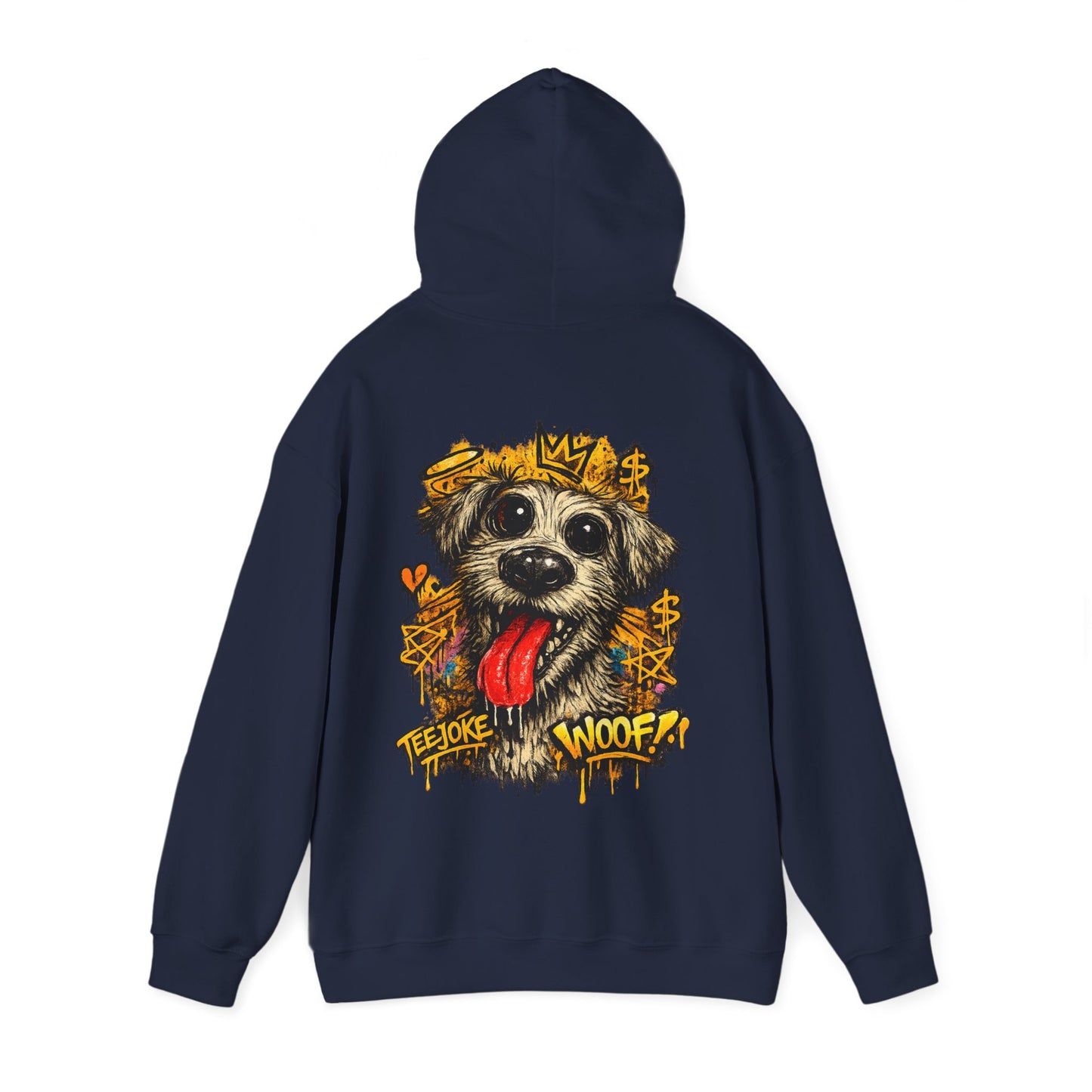 TeeJoke Sweatshirt “Graffiti Dog – Woof!” – Street Art Hoodie 