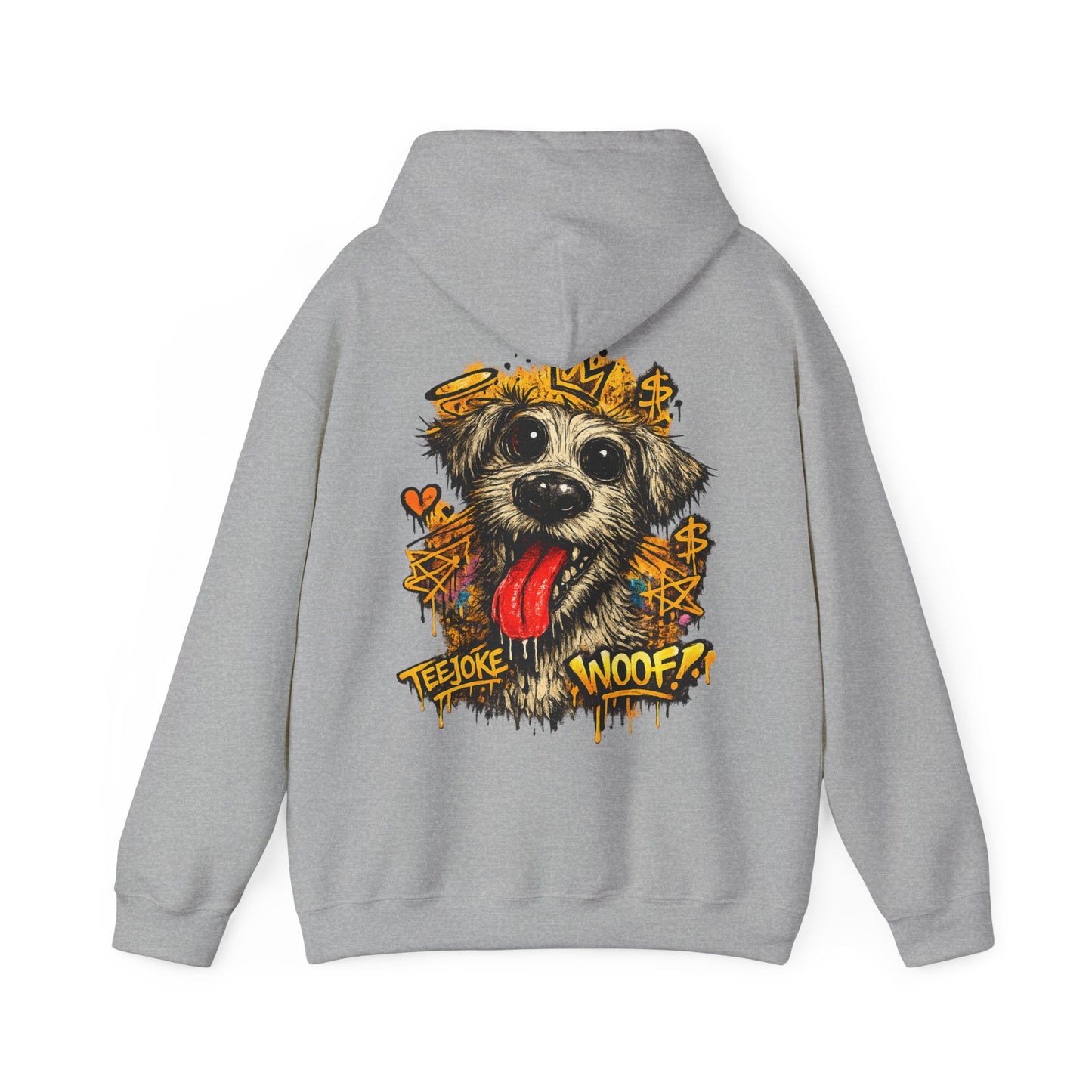 TeeJoke Sweatshirt “Graffiti Dog – Woof!” – Street Art Hoodie 