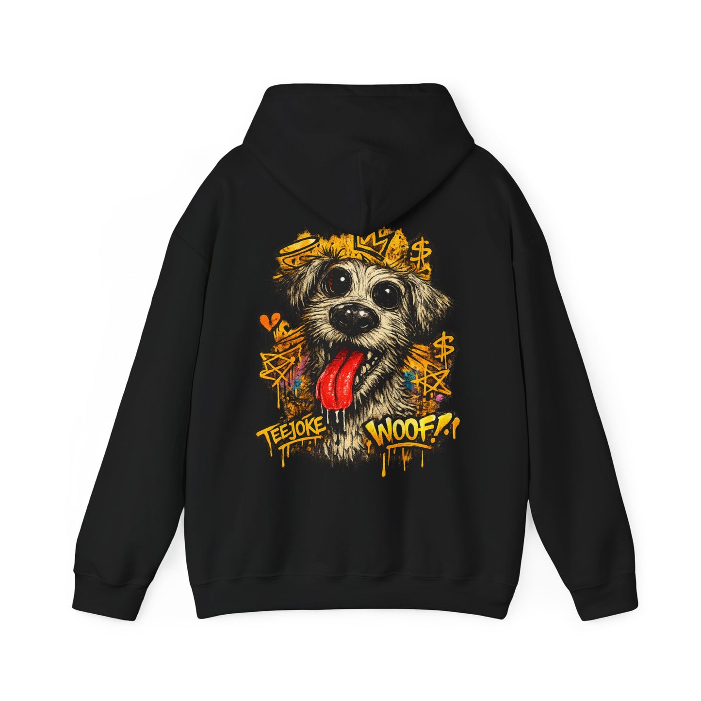 TeeJoke Sweatshirt “Graffiti Dog – Woof!” – Street Art Hoodie 