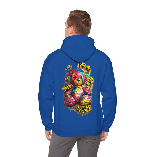 Street Art Teddy Hoodie — Colorful Graffiti Bear Sweatshirt