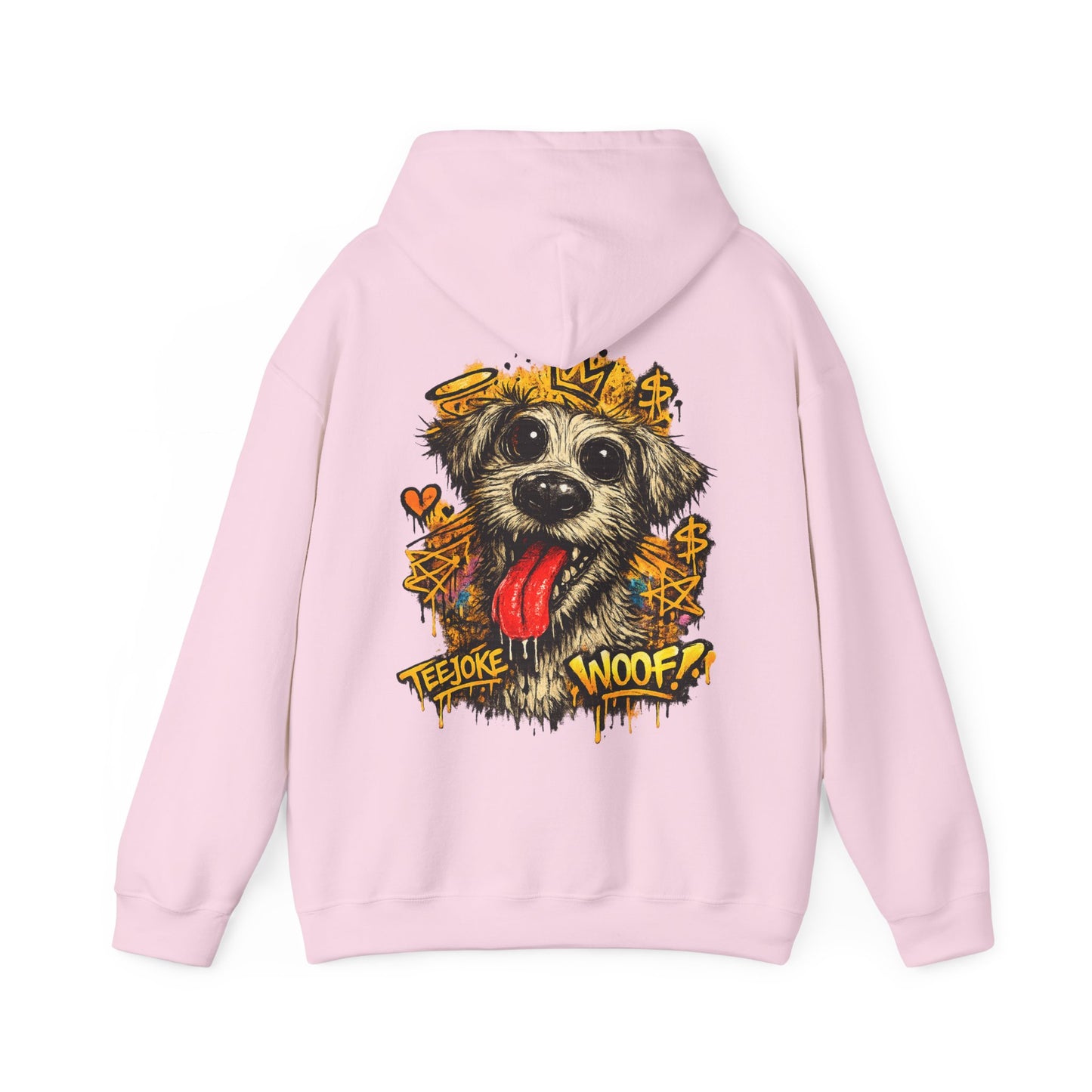 TeeJoke Sweatshirt “Graffiti Dog – Woof!” – Street Art Hoodie 
