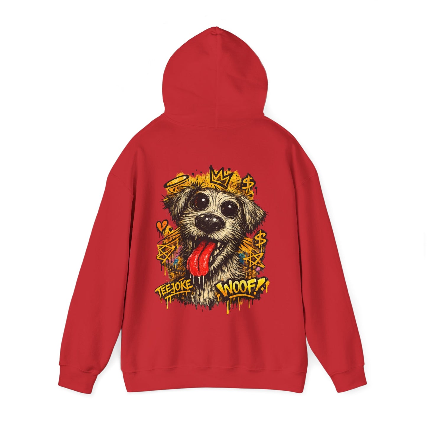 TeeJoke Sweatshirt “Graffiti Dog – Woof!” – Street Art Hoodie 