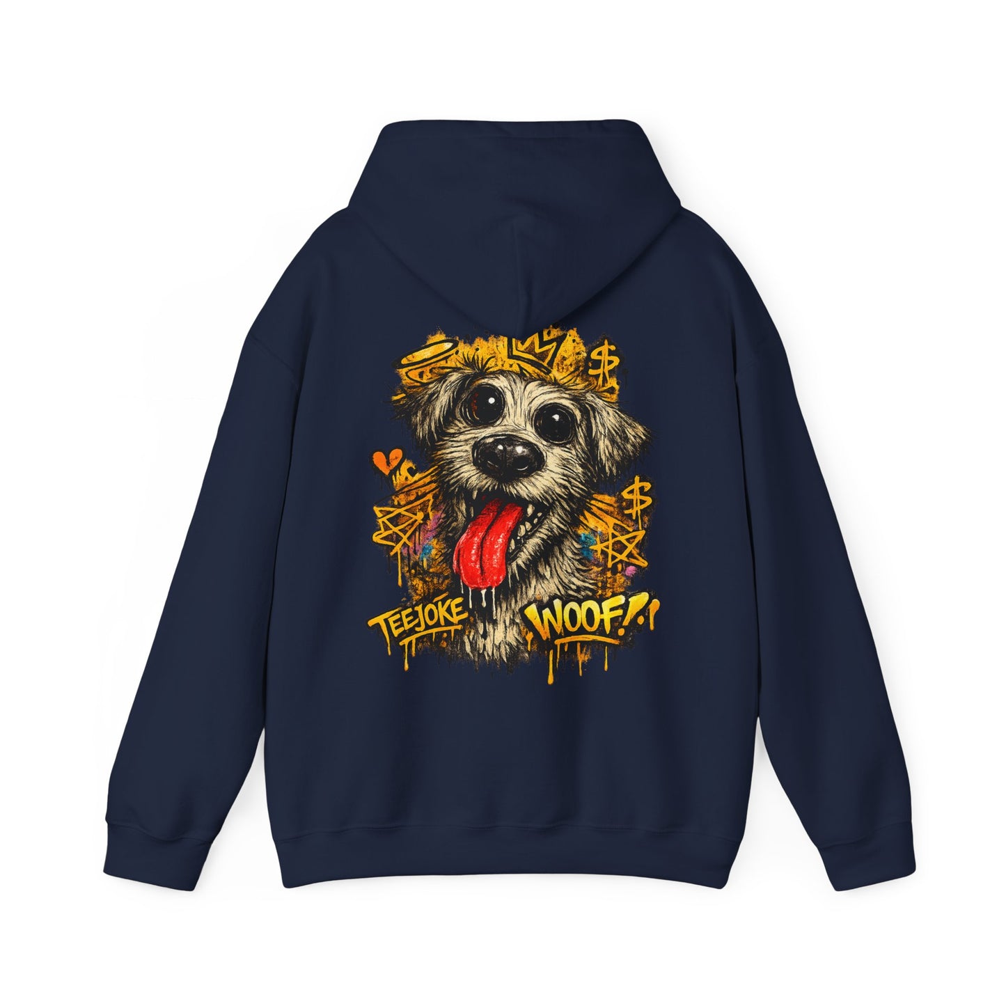 TeeJoke Sweatshirt “Graffiti Dog – Woof!” – Street Art Hoodie 