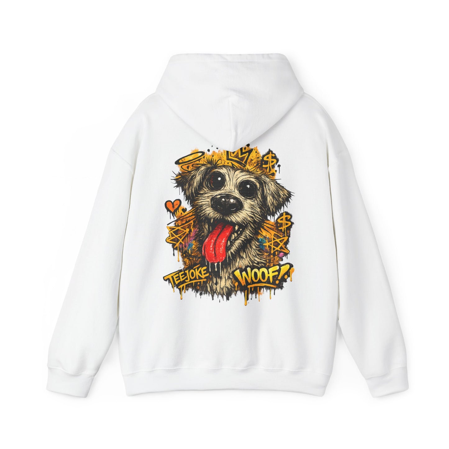 TeeJoke Sweatshirt “Graffiti Dog – Woof!” – Street Art Hoodie 