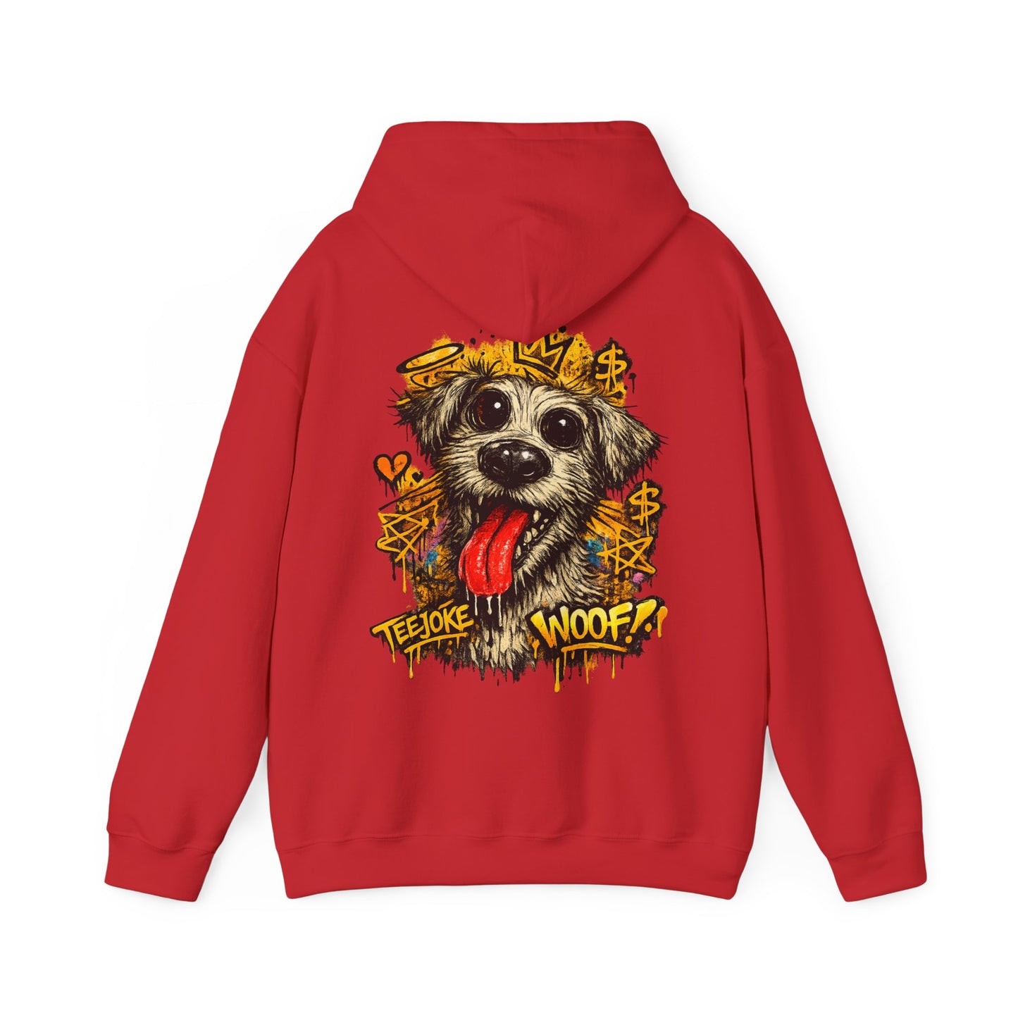TeeJoke Sweatshirt “Graffiti Dog – Woof!” – Street Art Hoodie 